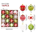 16-pack of 6cm Christmas ornaments with red and green patterns in a gift box - Red Green White Christmas - 16PCS
