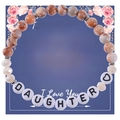 Natural stone beaded bracelet with white 'DAUGHTER' charms and sentiment gift card - To My Daughter