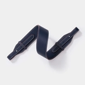 Dark blue lychee pattern leather shoulder strap with white stitching and silver studs - Blue Silver Buckle
