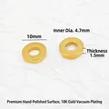 Macro view of 10mm 18K gold plated stainless steel spacer beads with size dimensions - 18K Gold (Mirror Polished)