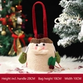 Sherpa fleece Christmas gift bag with Santa Claus design and red handles for kids - Faux Fur Trim Handbag Santa