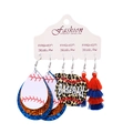 Set di orecchini a tema baseball in pelle PU con gocce glitterate e nappe colorate - Set di Nappe Glitter Blu Arancio da Baseball(9)