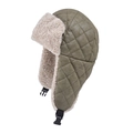 Colbacco verde oliva in ecopelle trapuntata con spessa fodera in finta pelle di agnello - Verde