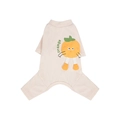 Creamy cotton pet pajamas featuring a 3D cartoon orange print and elastic cuffs - S / Orange / Milky White