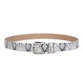 Cintura da donna vintage pitonata con fibbia ad ardiglione argento e trama avvolta - Serpente Bianco
