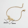 Golden stainless steel bracelet with hollow origami butterfly pendant and adjustable chain - Gold