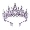 Detailed view of a purple crystal crown with metal alloy and shimmering rhinestones - Hair Comb Style Purple