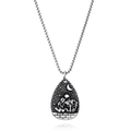 Gothic punk skull skeleton stainless steel necklace with teardrop pendant in vintage silver - Pendant (With Chain)
