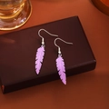 Böhmische Lavendel Feder Ohrhänger mit Vintage Haken für Damen Schmuckstück - Lila