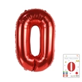 40-inch metallic red foil balloon shaped like number 0 with retail card packaging - 40-inch Red 0-type Paper Card