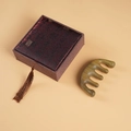 Green sandalwood scalp massage comb set with elegant traditional red brocade gift box - Green Sandalwood - With Gift Box