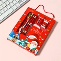 6-teiliges Weihnachts-Schreibwaren-Set für Kinder mit Bleistift, Lineal und Notizbuch - Rot