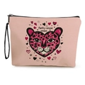 Borsa cosmetica in tela rosa con stampa leopardata a cuore e chiusura a zip - 17*25cm / Motivo Leopardato Cuore Rosa (Stile)