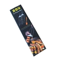 BBQ 3-piece set including stainless steel forks and an orange silicone brush in black box - 2 Forks + Orange Brush + Color Box