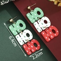 Christmas Ho Ho Ho letter acrylic earrings with tree pattern and dimensions 6.4x2.2cm - Red White and Green HO Letters-SD61316
