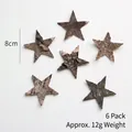 Set of 6 natural wood star ornaments 8cm for Christmas tree DIY decor and festive crafts - Pentagram A / Set of 6 / Natural Wood Color