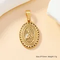 Ciondolo ovale dorato Vergine di Guadalupe con cuori traforati, 21x13mm acciaio - 150-Vergine Maria Dorata