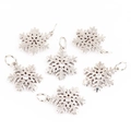 Set of 6 silver snowflake charms with central crystal and jump rings for DIY jewelry - White Gold Single Diamond Snowflake / Silver