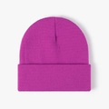 Magenta double-layer knitted beanie hat with cuffed design for winter warmth - 4-Seam Plum Red