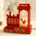 Red Christmas Santa Claus train snow globe lantern with festive LED lights and glitter - Water Filled Train with Light / Red