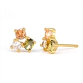 Elegantes pendientes de plata S925 con circonitas de colores y acabado en oro fino - Estilo Champán Púrpura (LN0402-3)