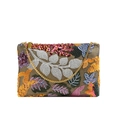 Borsa a busta verde oliva con ricami floreali e tracolla a catena dorata - Ricamo di Paillettes / Ricamo Multicolore