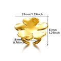 Detail view of gold flower ring showing dimensions of 33mm width and 18mm band width - Large Flower-Gold (JZ6754G)