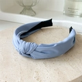 Minimalist light blue knotted fabric headband with a stylish twill texture for women - Blue