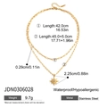 Zweilagige goldene Edelstahl-Büroklammerkette mit Sonnenanhänger für Damen - Doppelschichtige Sonnenkette (JDN0306028)