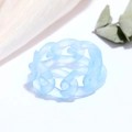 Sky blue translucent resin chain ring with matte finish on white silk background - Matte Blue