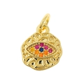 Gold plated copper pendant with colorful zircon evil eye for DIY bracelets - Evil Eye Style/P37-5