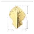 Detail showing dimensions of golden fan-shaped stainless steel pendant 31mm x 22mm - YE190-Gold Radiant Leaf