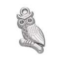 Detailed silver owl pendant charm made of durable stainless steel for DIY jewelry - Steel 528# Owl / 10.5*21mm