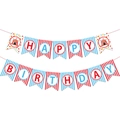 Circus carnival theme Happy Birthday banner set with red blue stripes and polka dots - Happy Birthday Banner