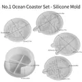 5-piece ocean theme silicone coaster molds set with holder for resin casting diy - Ocean Coaster Set No.1