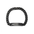 Bracciale a catena cubana in acciaio inossidabile nero con inserto in cristallo - Barra Curva 3-Diamanti Catena Cubana / Nero
