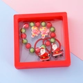 Christmas jewelry set with Santa hair clips and beaded bracelet in red floating display box - Style 8