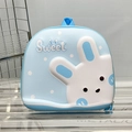 Sky blue kids cartoon shell backpack featuring a 3D relief white rabbit and Sweet text - Blue
