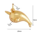 Pendentif narval en laiton poli avec dimensions détaillées et informations sur la taille - K641528-Gold Narwhal