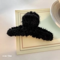 Große 12cm Plüsch Haarklammer in Schwarz mit Kunstpelz für herbstliche Frisuren - 11cm / Schwarz
