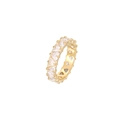 Golden eternity ring with sparkling heart-shaped zircon stones in a stylish design - Gold-White Zirconia