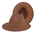 Classic camel brown wool felt fedora hat featuring flat brim and inner sweatband detail - Adult 56-60cm / Thickened Hardened Dark Khaki