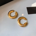 Polierte klobige goldene Creolen mit einem Zirkonia-Tropfen für den Alltag - Gold