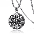 Vintage Silber Sternzeichen Anhänger aus Edelstahl mit runder doppelseitiger Form - Sternzeichen mit Edelstahlkette