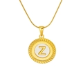 18k gold plated round necklace with white enamel capital letter Z and rope pattern - White Letter Z