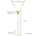 Collier chapelet doré en acier inoxydable avec médaille de la Vierge et croix, chaîne 51cm - Style Croix Chapelet Detaille (No.20)