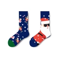 Calze natalizie blu scuro con Babbo Natale, pupazzi di neve e bastoncini di zucchero - 1113/Blu Scuro/Babbo Natale con Occhiali e Pupazzo di Neve