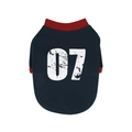 Navy pet sweatshirt with vintage red trim and white number 07 print for small dogs - S / Navy Blue