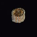 Elegant gold-finished ring featuring four rows of sparkling white rhinestones - 4 Row Gold Clear Rhinestone Ring
