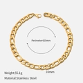 Polished golden stainless steel Figaro chain necklace for women 10mm width variant - 10mm-42cm / Gold